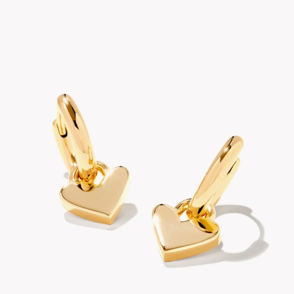 Heart Padlock Huggie Earrings in 18k Gold Vermeil - Gold Heart Hoop Earrings